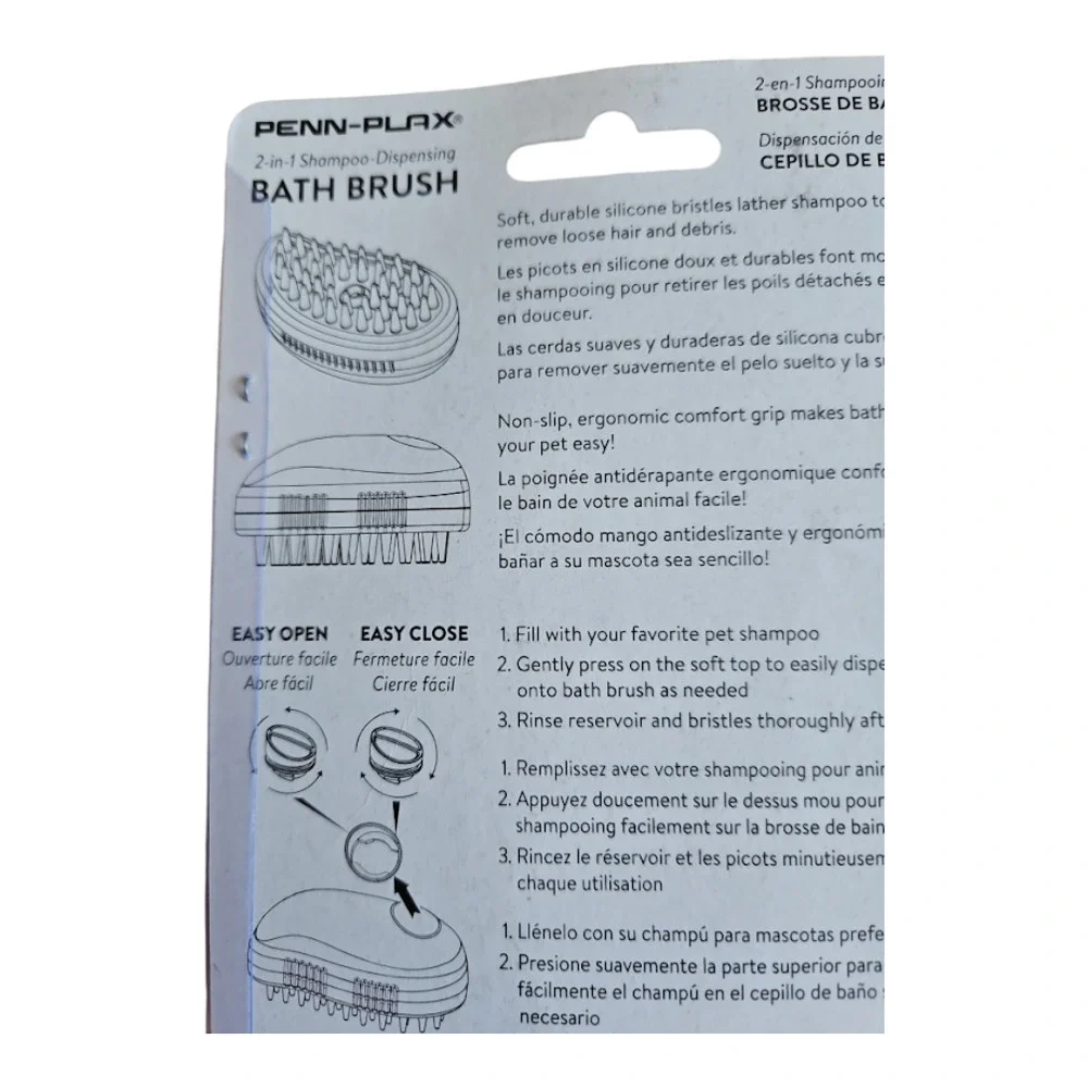 Penn Plax Dog Grooming Bath Brush Shampoo-Dispensing Grooming Brush, Easy Use